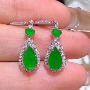 Yang Green No matter Brand Jade Earrings Natural Jade Jewelry Earrings with Certificate 18K Gold Inlay