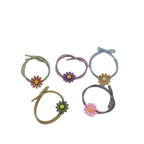 Fresh little daisy hair tie, chrysanthemum hair rope, girl heart rubber band, sweet and versatile contrasting color hair ring manufacturer wholesale
