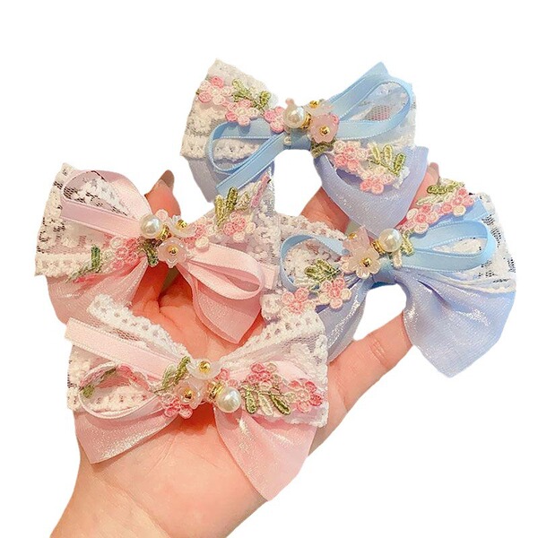 Children's hairgrip pearl with bow