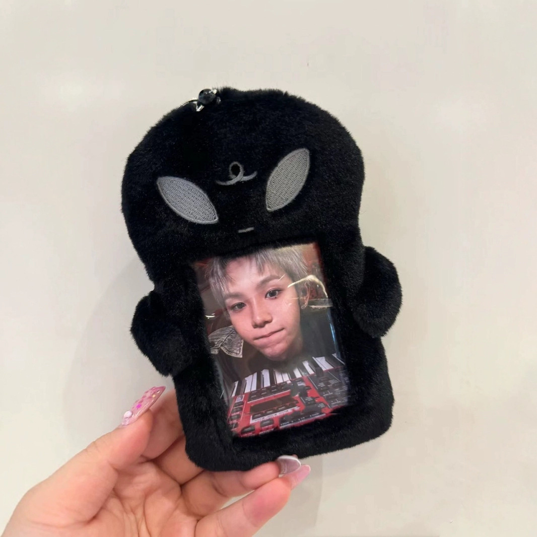 水泥貓塑毛絨卡套拍立得 愛豆小卡展示掛件校園卡