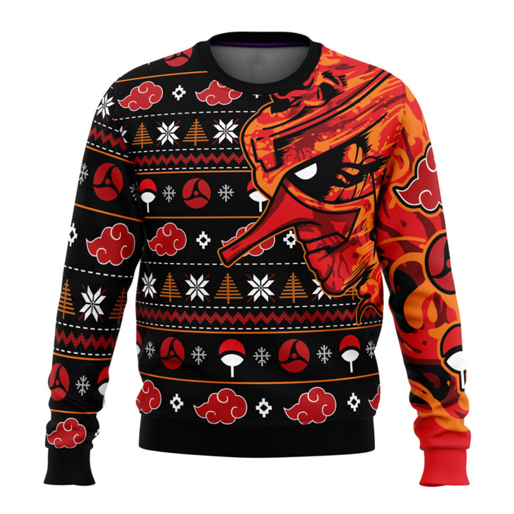 Linda asta asta Santa Claus estampado 3D hombre casual todo fósforo hombro recto manga larga suéter suelto cuello redondo suéter