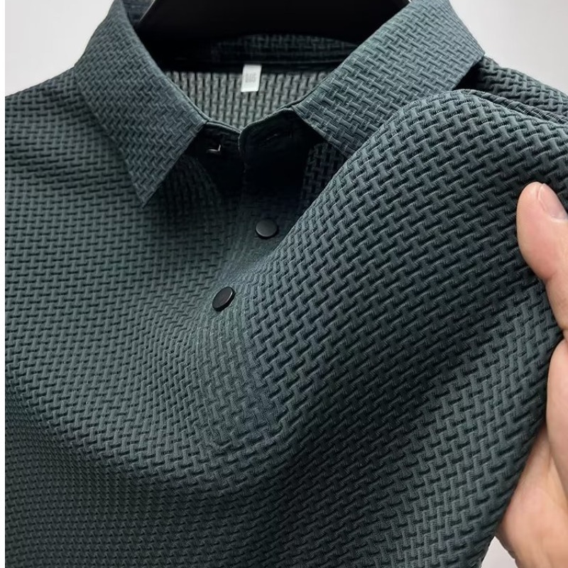 Exportación de comercio exterior ~ solapa de manga corta Camiseta de los hombres de verano casual de color sólido camisa de Polo slim fit todo fósforo cuello polo superior
