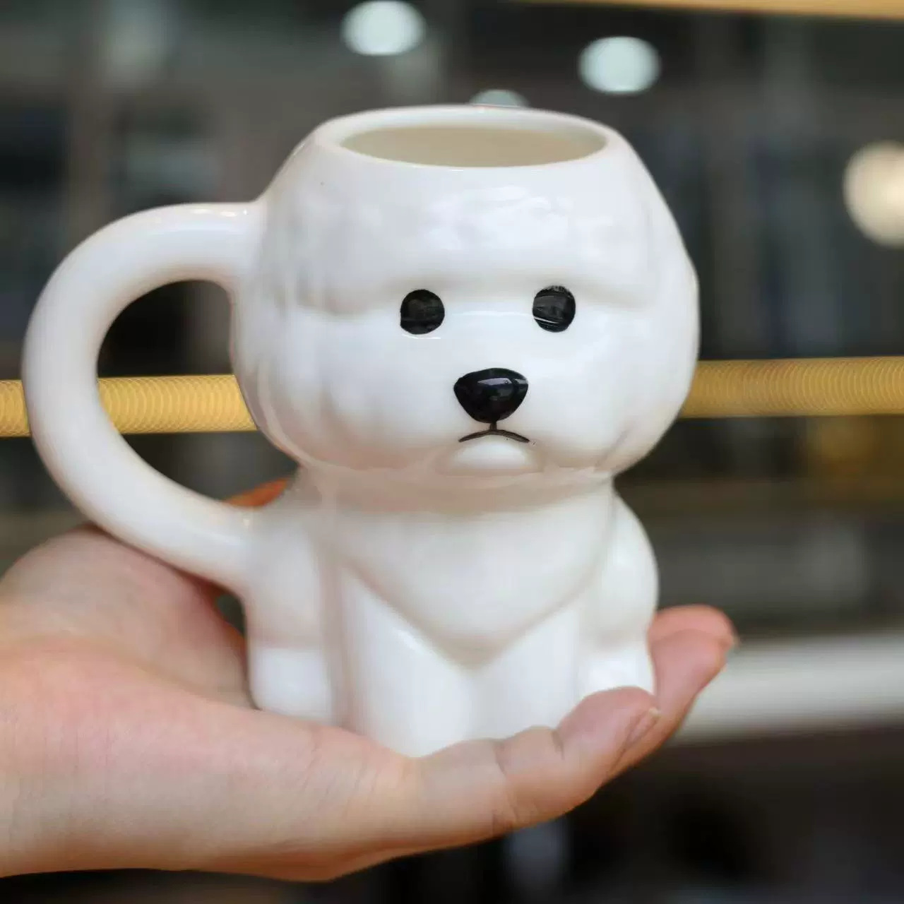 Creativa y encantadora caricatura que osos perros de viento cremoso cachorro tazas de cerámica de alto valor de la cara taza de agua de oficina doméstica taza de marca