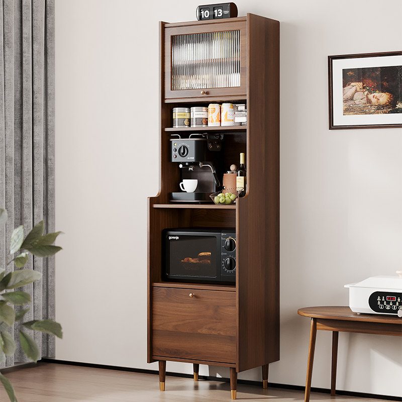 Solid Wood Narrow Sideboard Cabinet Integrated Wall 50cm Small Apartment Coffee Cabinet Side Cabinet Storage Cabinet Tea Cabinet
