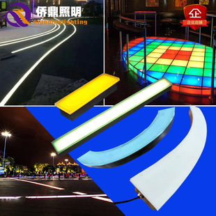 户外防水LED发光地砖灯长方条弧形嵌入式脚踩重力感应广场埋地板-阿里巴巴