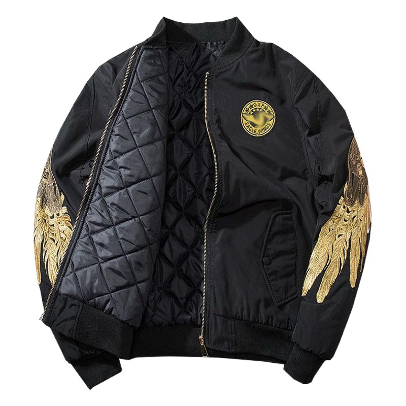 Japonés chaqueta de los hombres Alas de Oro bordado Harajuku estilo MA-1 piloto chaqueta de la marca de moda pareja de béisbol uniforme de las mujeres