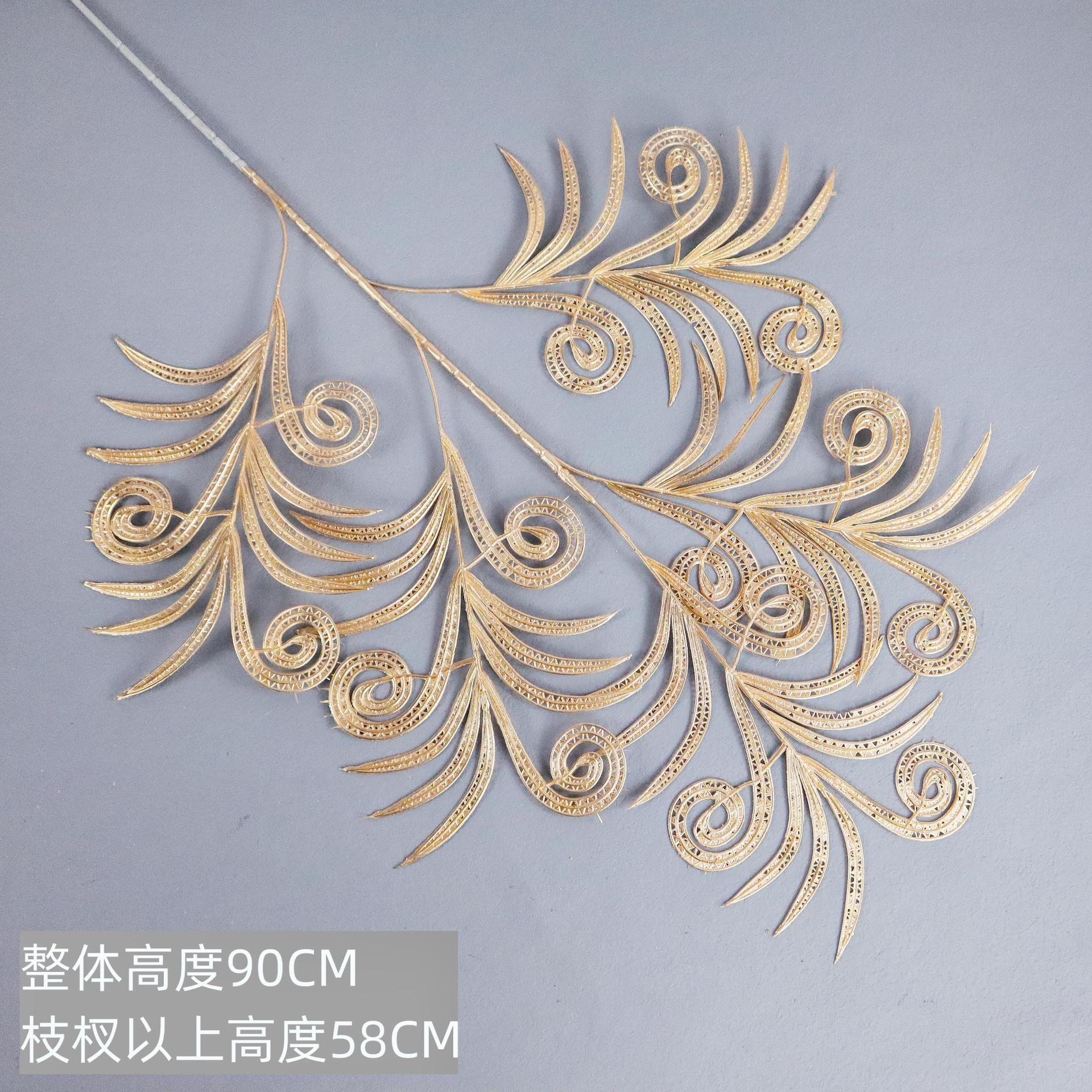 Hoja de oro artificial hoja de abanico de eucalipto hoja de ginkgo HOJA DE Navidad Año Nuevo bendición cubo arreglo floral hogar Víspera de Año Nuevo Flor al por mayor
