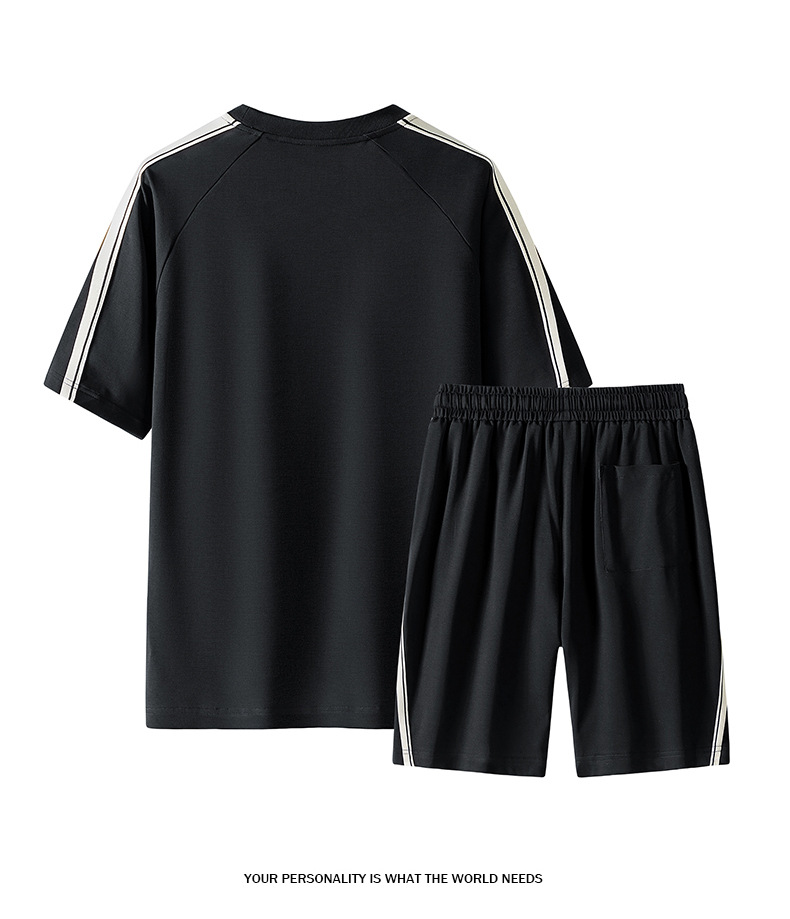 Vêtements pour hommes Combinaison de sport transfrontalière pour hommes cet été nouveau t-shirt décontracté à manches courtes short à séchage rapide ensemble de sport deux pièces_voghion.com