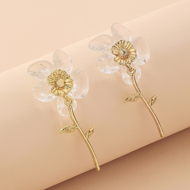 Transparente Blumenohrringe Im Koreanischen Stil display picture 3