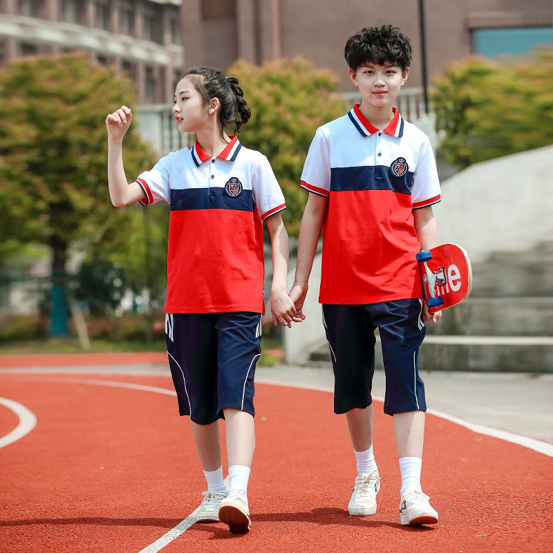 瀾洋貝青少年小学生服中学生制服スポーツスーツ夏服方陣服|undefined