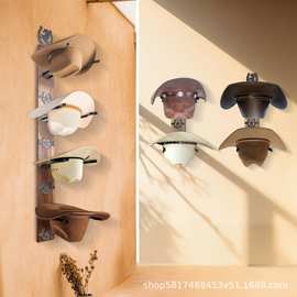 木制壁挂式牛仔置物架铁木结合帽子收纳架装饰摆件展示架