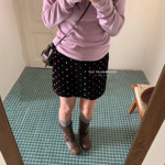 【You Think】十三行ins时尚重工刺绣波点A版显瘦百搭丝绒半身裙