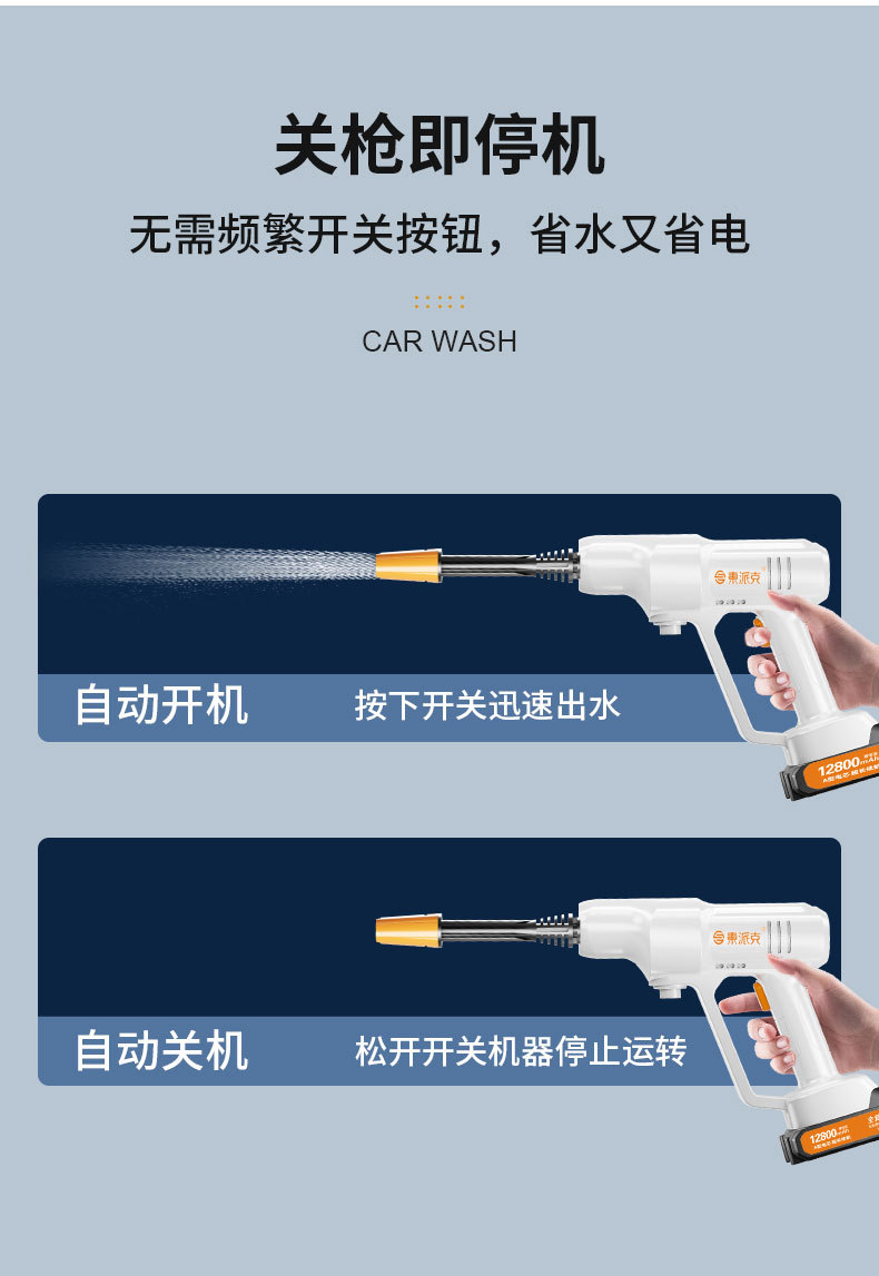 Cross-Border Wireless Car Washer High-Pressure Car Wash Water Gun for Car and Home Use Powerful Car Wash Tool Special for Car Washing