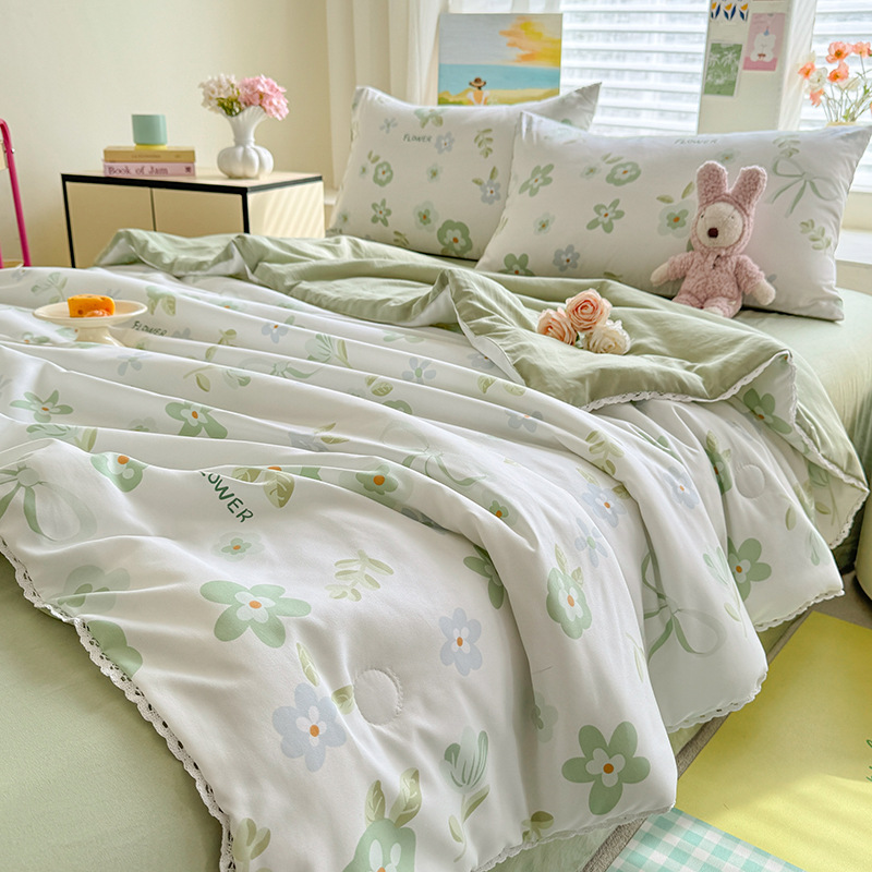 A級夏用ウォッシュドコットンサマーキルト、エアコン用掛け布団、寮用シングル、子供用薄型、洗濯機で洗えるキルト芯、抗菌