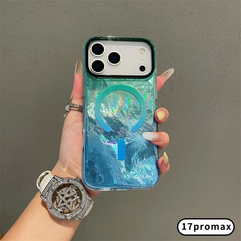 渐变撞色适用苹果17手机壳17promax冰川纹磁吸壳炫彩防摔17pro|undefined