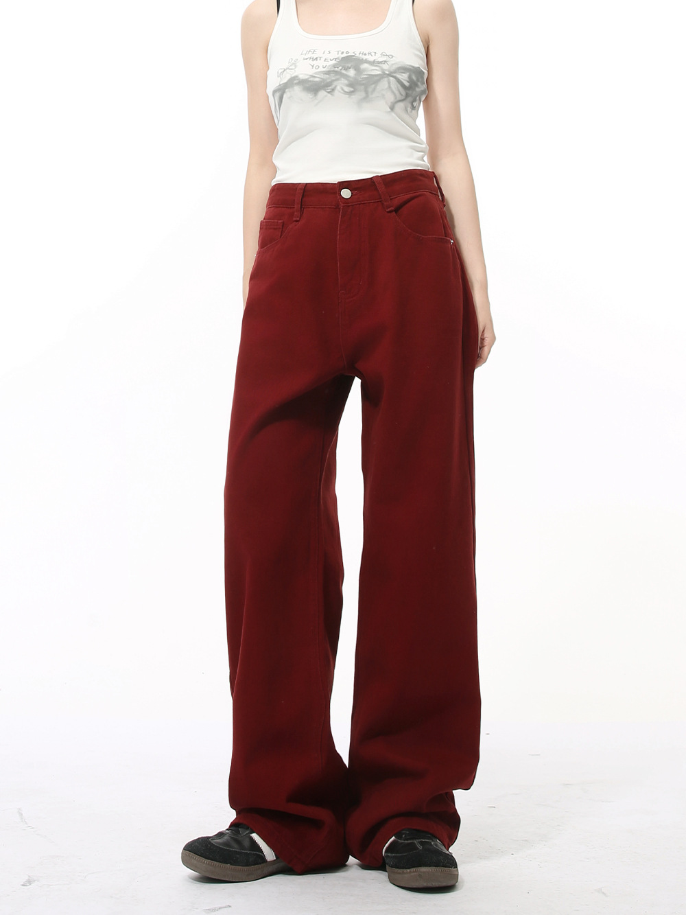 MTLCLOTHES Hombres| Nuevos productos de otoño coreanos de color sólido básico delgado y suelto jeans casuales