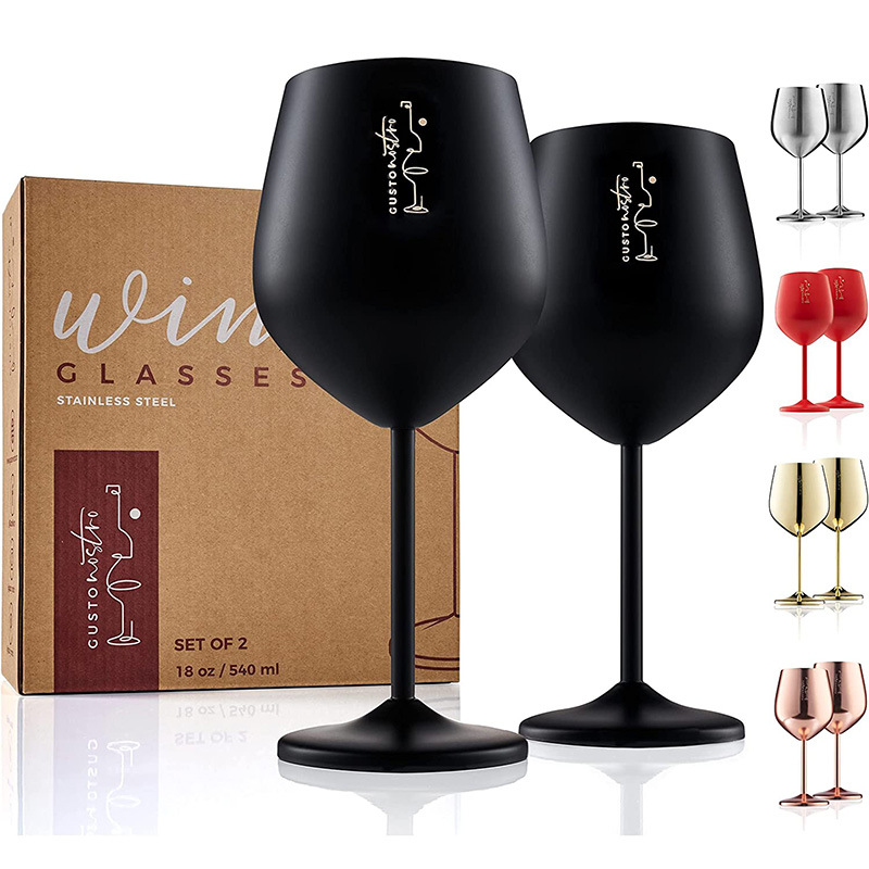 매트 블랙 550ml 메탈 크리에이티브 잔 304 스테인레스 스틸 잔 레드 와인 잔 대용량 와인 잔