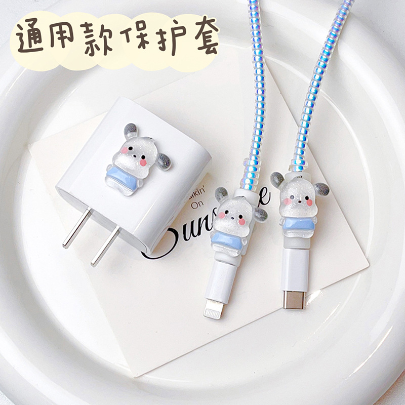 Capa protectora de cable de datos universal para teléfono móvil cable de carga cable de enrollamiento de cuerda protectora de perro de pacha enrollador de cuerda