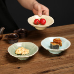 中式陶瓷点心盘家用干果糖果盘糕点盘子餐厅茶室围炉煮茶零食托盘