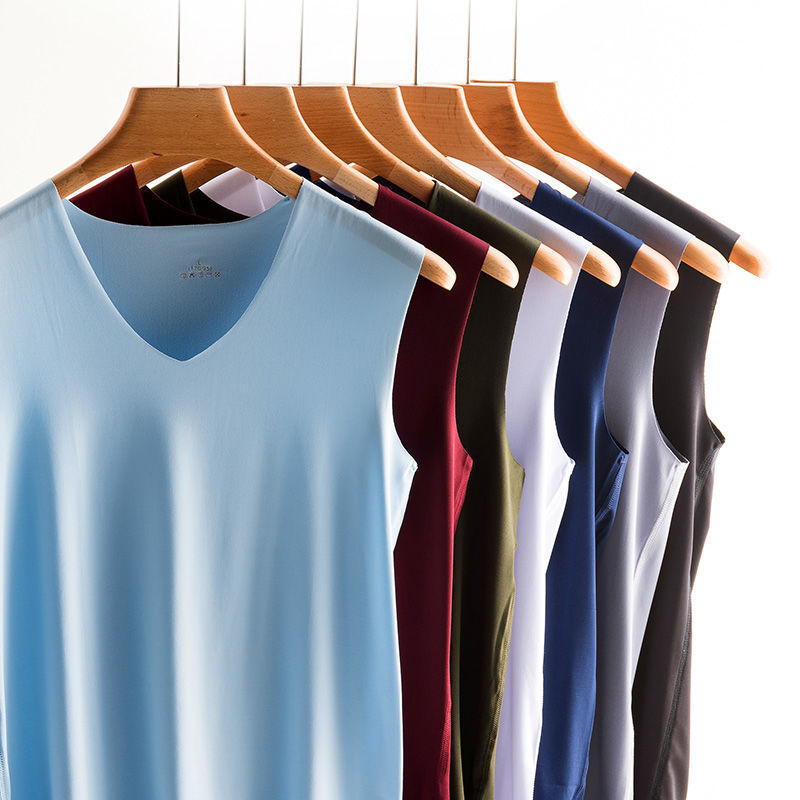 冰丝背心健身坎宽肩跑步运动款无痕速干内外穿批发夏季青年男女士
