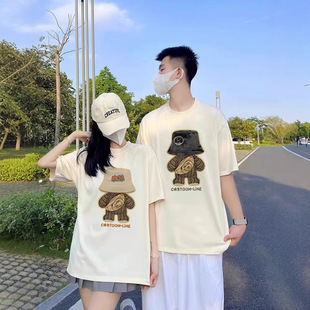 Summer Cotton Short-sleeved T-shirt Couple's Lazy Style Loose Niche Design Sense Men's and Women's Top Student Fashion Brand Class Clothes