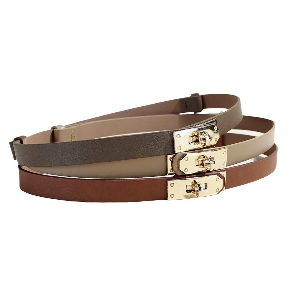 Adjustable PU Belt with Twist Lock Buckle, 1.8 cm Width, Max Stretch 92 cm