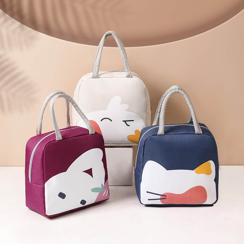 Japanese Cartoon Lunch Box Bag Kidsren's Thermal Bag Primary School Students Go to School Lunch Box Lunch Bag Oxford Cloth Lunch Bag