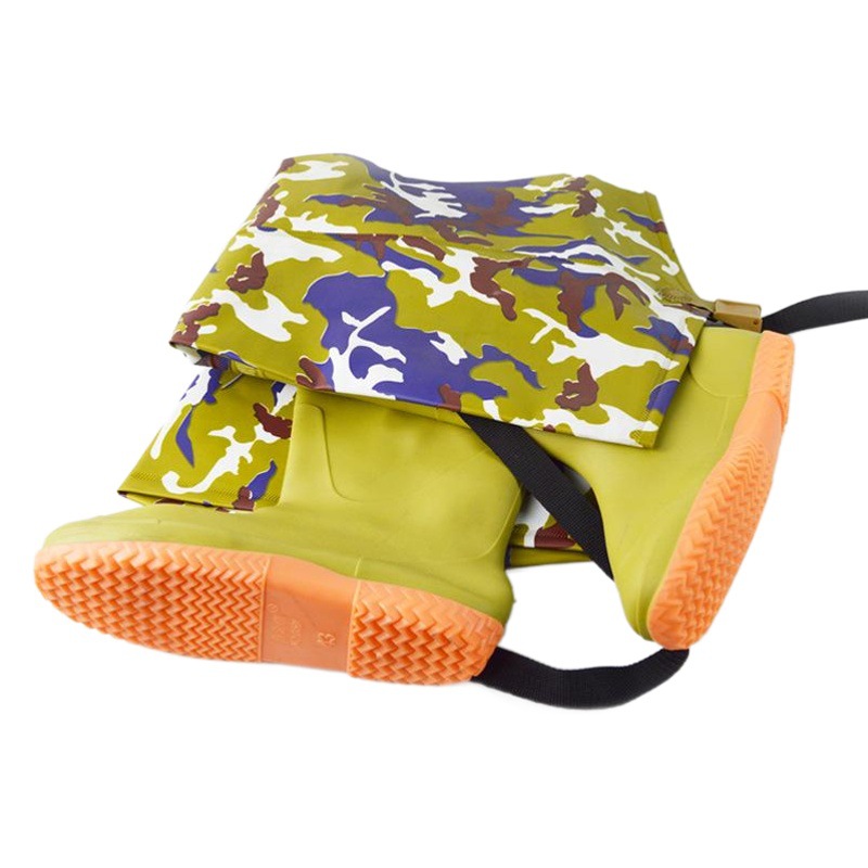 Camouflage Solid Color Beige Extended Rice Field Shoes Over-The-Knee Fishing Shoes Anti-Schistosomosis Farm Boots Agricultural Work Rice Planting Shoes