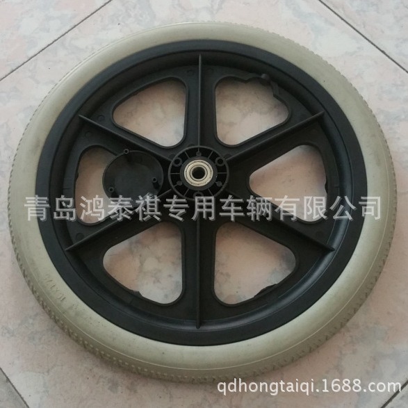 工厂直销灰色PU发泡轮 16x1.75聚氨酯轮 轮椅车用免充气轮