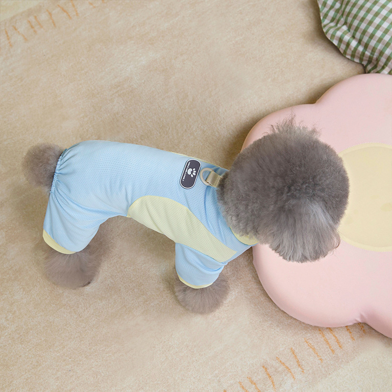 Perro de verano frío patas de impresión de piel marca de hielo de malla de cuatro patas abrigo frío al aire libre protección solar ropa de perro de mascota