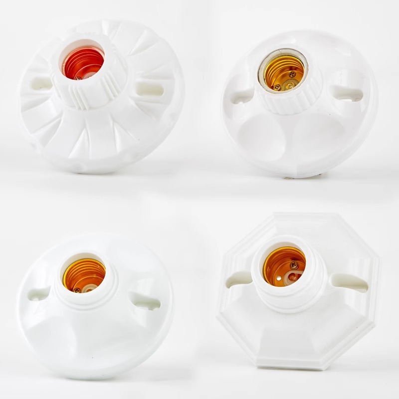 全铜耐高温阻燃灯头 家用螺口E27节能灯泡灯头 加厚胶木坐式灯座