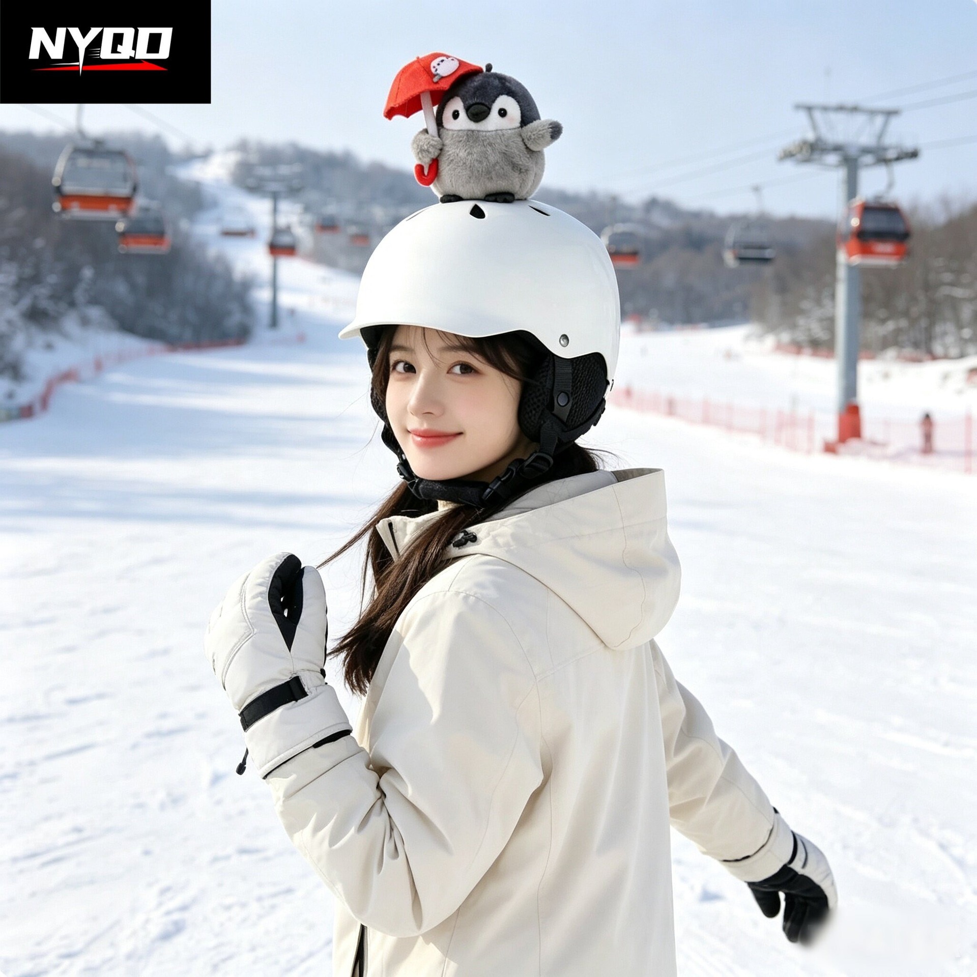 NYQD Little Penguin Ski Helmet Cute Soft Decorative Accessory for Snowboard, Electric Scooter, Motorcycle Riding, Unisex Helmet Accessory