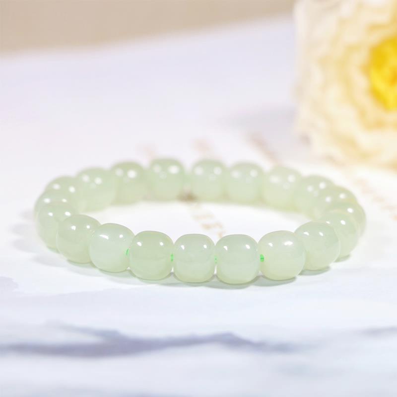 Hetian Jade Bingqing 화이트 싱글 서클 팔찌 9*9.5