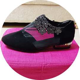 凉鞋实物图片 女网纱妈妈鞋低跟平底包头单鞋女35-41 42大码鞋