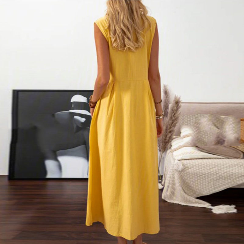 Holiday, Daily Occasion V Neck, Turndown Neckline Regular Fit Fit Type Wholesale Women's Casual Solid Color Holiday Daily V Neck Turndown Sleeveless Tank Dress