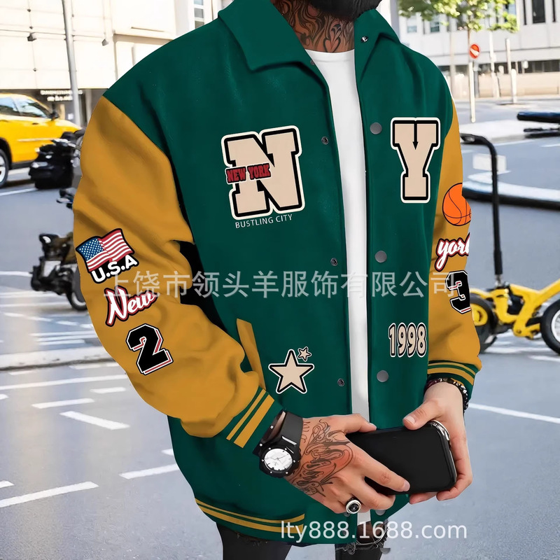 2026 New Foreign Trade Men's Cardigan American Style Trendy Baseball Jacket Cardigan Source Factory Breathable Without Lining 2026 New Foreign Trade Men's Cardigan American Style Trendy Baseball Jacket Cardigan Source Factory Breathable Without Lining