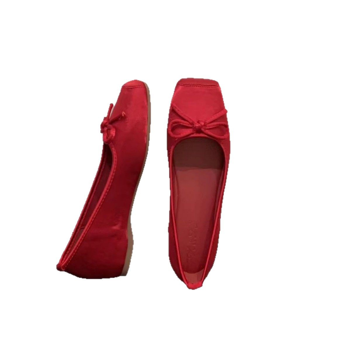 Aumento interno 3CM albaricoque suave zapatos de noche zapatos de mujer 2025 nuevos zapatos de ballet de satén rojo de primavera y verano