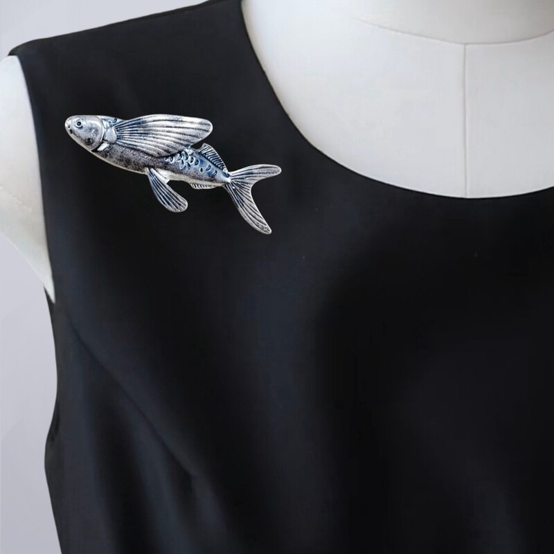 Original Design Fish Brooch Marine Life Spring and Autum Outwear Sweater Badge Retro Corsage Literary Couple Accessories