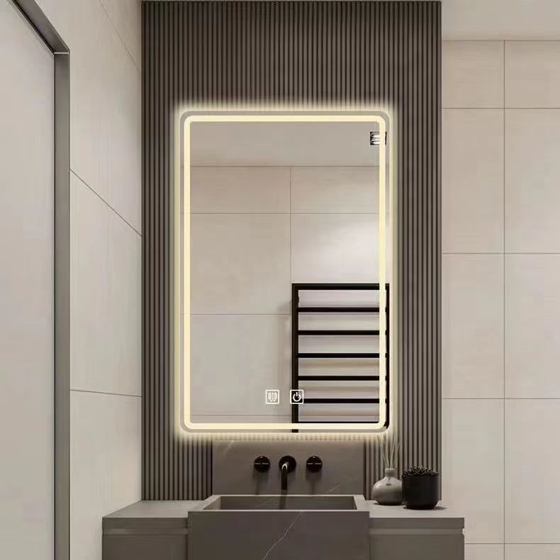 Espejo inteligente pantalla táctil LED espejo de baño de pared inodoro anti-nebble espejo de maquillaje con lámpara espejo de pared
