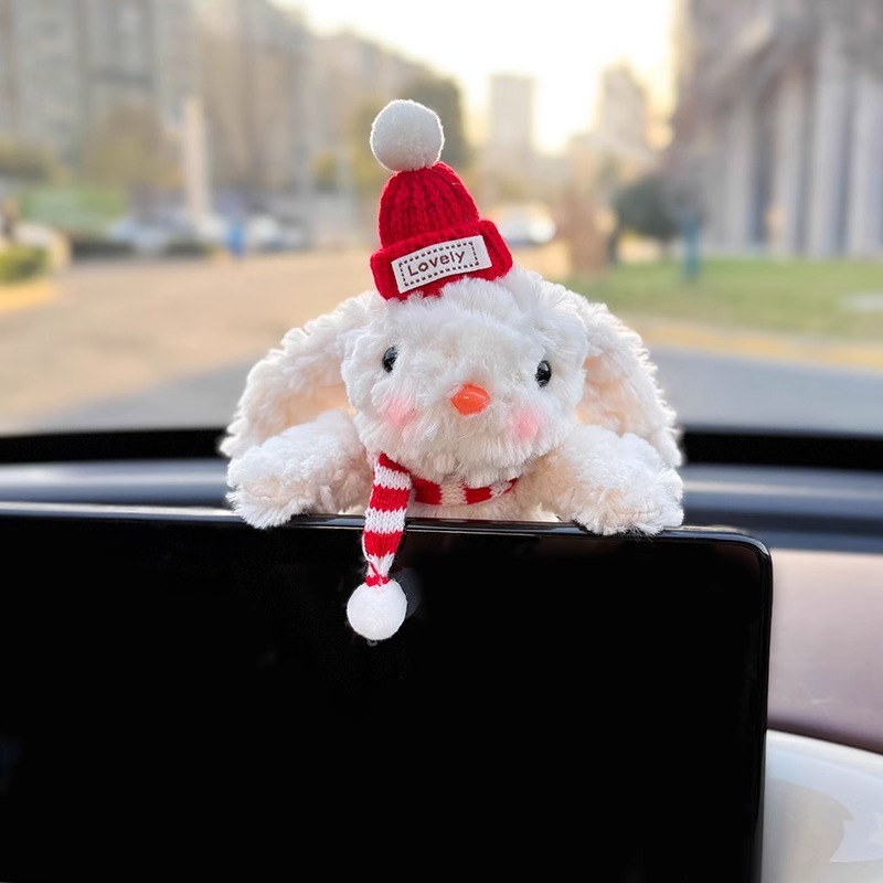 Decoración de coche de conejo Pantalla de control central de coche Muñeca de fiesta Pantalla de visualización Decoración de pantalla Accesorios de coche Muñeca linda mujer