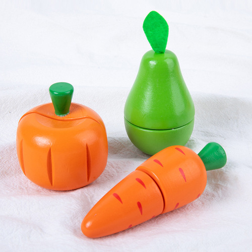Fruit and vegetable cutle 18-piece set of Velcro children's educational early education cognitive simulation play house toys cross-border