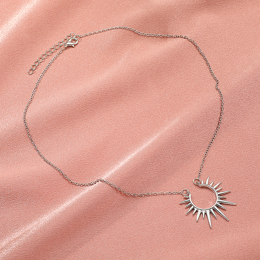 New Sun Flower Open Pendant Alloy Thin Necklace