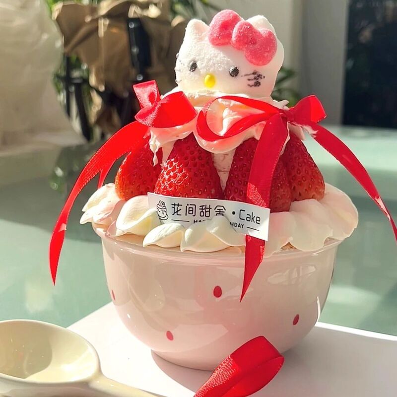 2026 Christmas Hellokitty Strawberry Bow Cake Bowl 4.5inch Creative Strawberry Decorated Cake Bowl 2026 Christmas Hellokitty Strawberry Bow Cake Bowl 4.5inch Creative Strawberry Decorated Cake Bowl