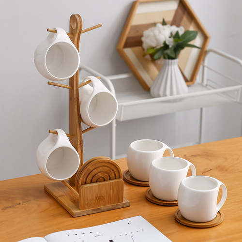 Nordic Creative Ceramic Water Pitcher and Cup Set with Faucet, High-Temperature Resistant Household Cold Water Pitcher and Juice Glass