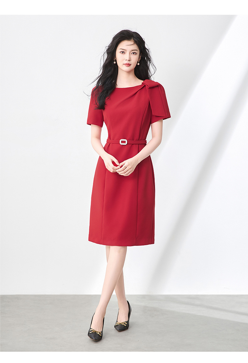 Váy liền dáng ôm body nữ phong cách sang trọng trang trí nơ — Màu đen chi tiết 16
