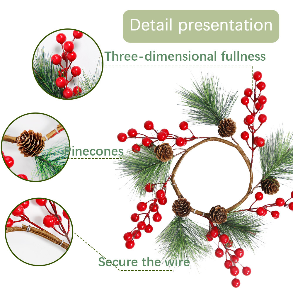 Transfronteriza nueva Navidad fruta roja Garland Navidad decoración centro comercial Hotel 33cm Berry pequeña corona ventana colgante