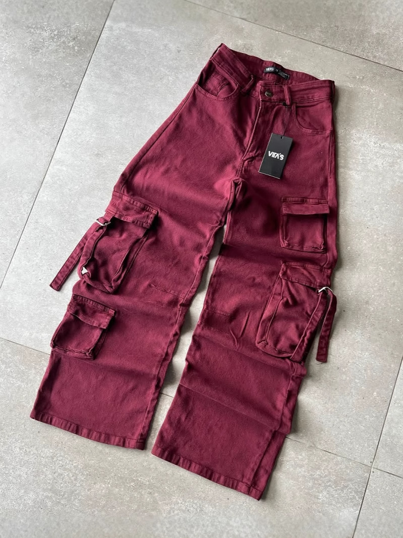 Pantalones de mezclilla para mujer, monos, pantalones de moda de piernas anchas con bolsillos múltiples, pantalones Cargo pants wholesale