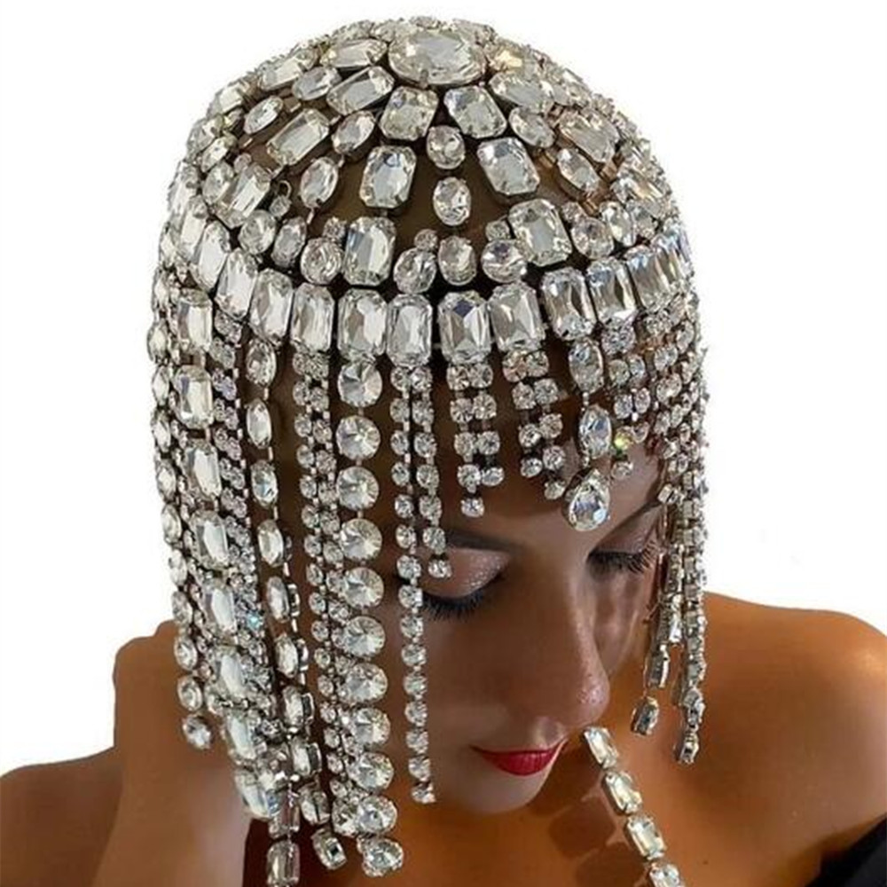 AliExpress Fashion Big Diamond Headwear European and American Personality Exaggerated Rhinestone Hair Accessories Hair Chain Women's Accessories Hair Band