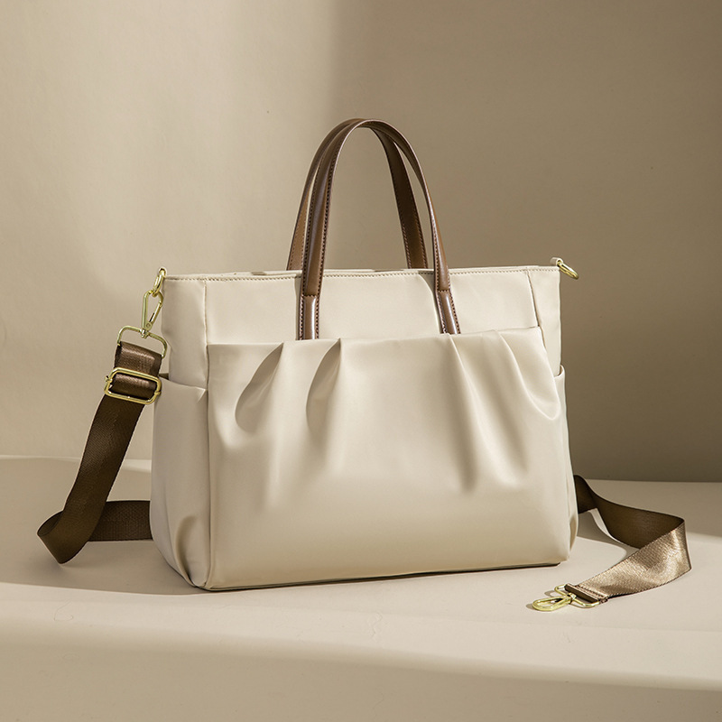 Women's Portable Laptop Bag, Lightweight Nylon Commuter Briefcase, Simple Large-Capacity Shoulder Tote Bag, Trendy