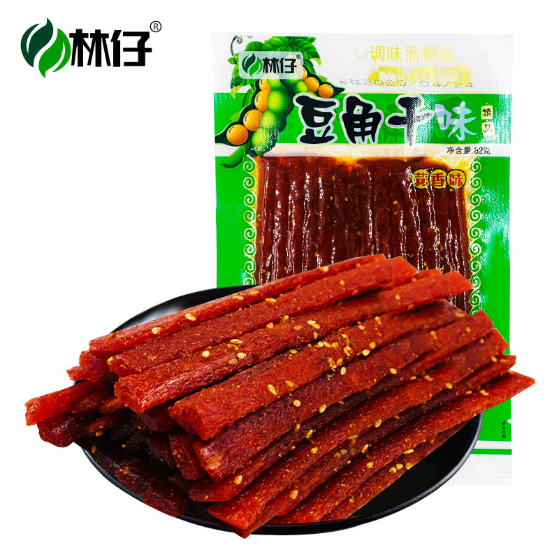 Lin Zai Dried Bean Curd Spicy Strips with Garlic Flavor, Small Pack Snack, Spicy Childhood Nostalgia, 50 Cent Campus Internet Sensation
